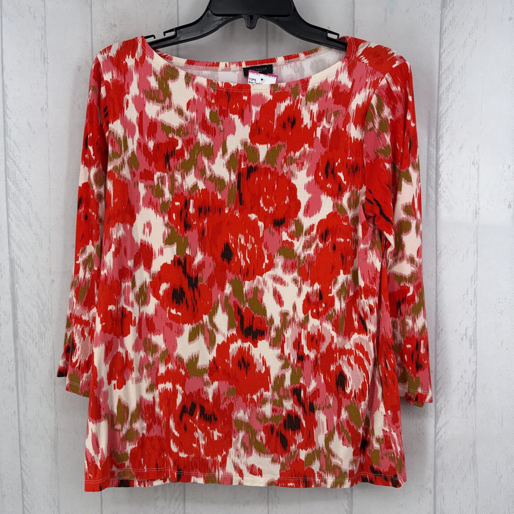 M flo print 3/4 slv top