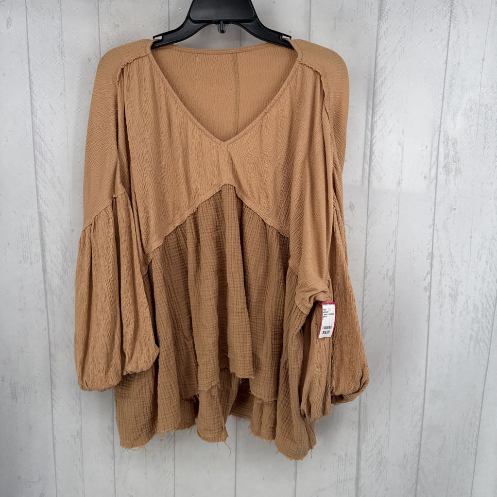 L gauze v-neck bell slv top