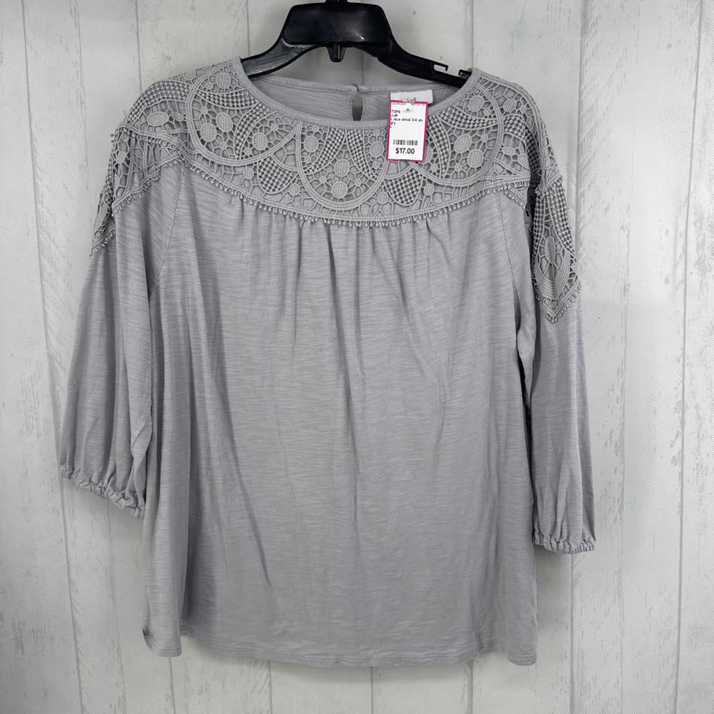 L lace detail 3/4 slv top