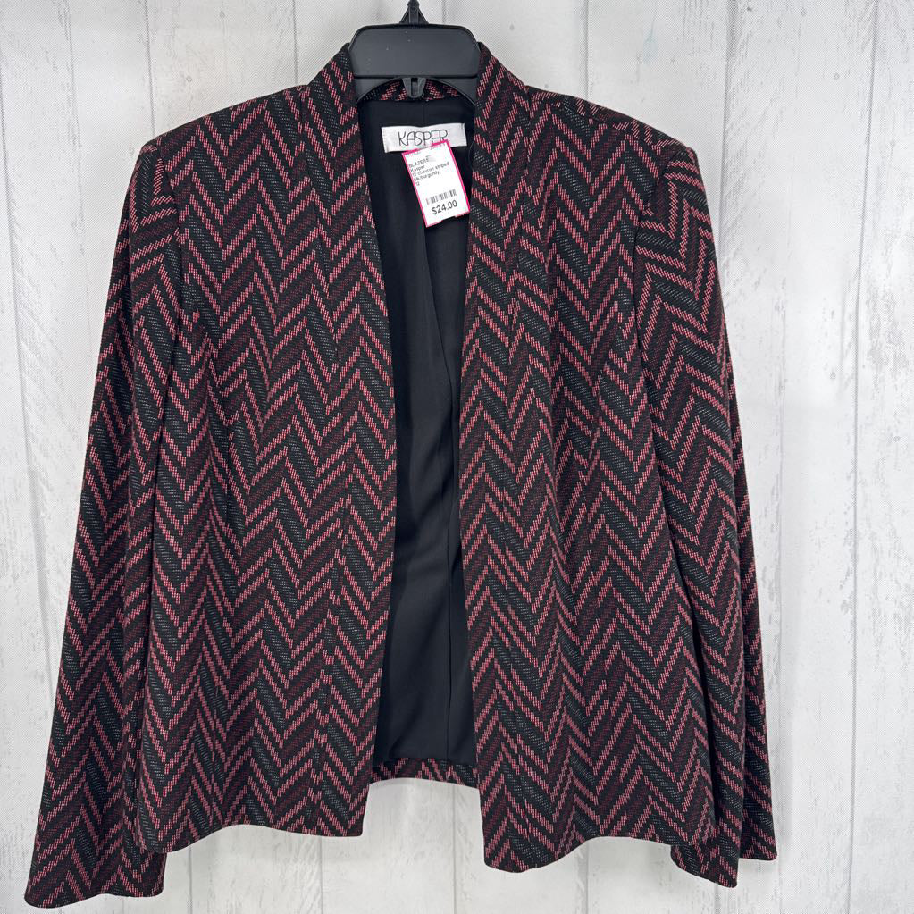 12 chevron striped open front blazer
