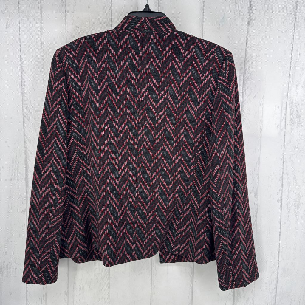 12 chevron striped open front blazer