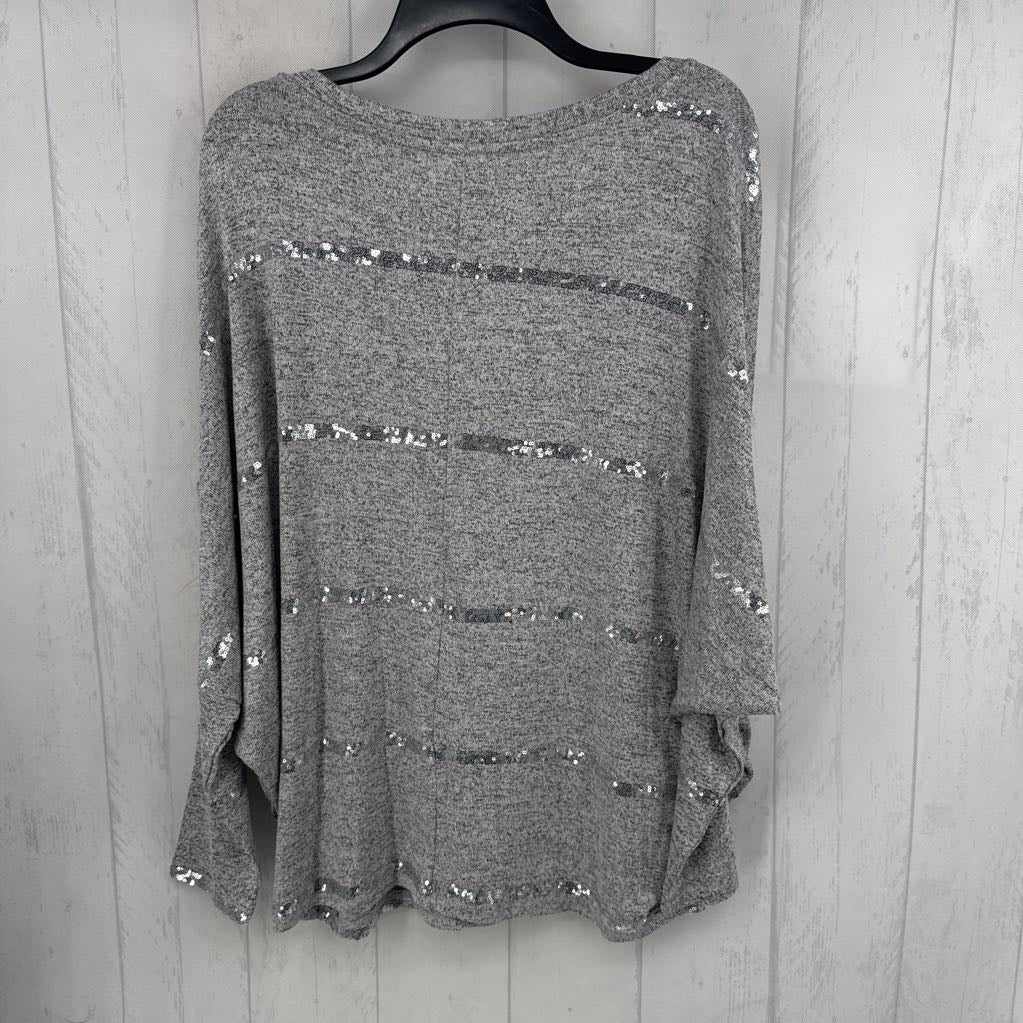 XL marled sequin dolman slv top