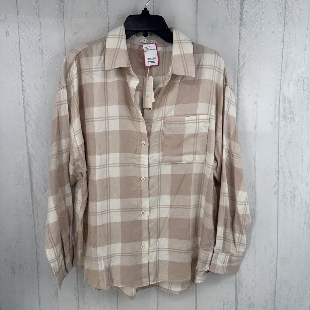 R68 M plaid button down l/s top