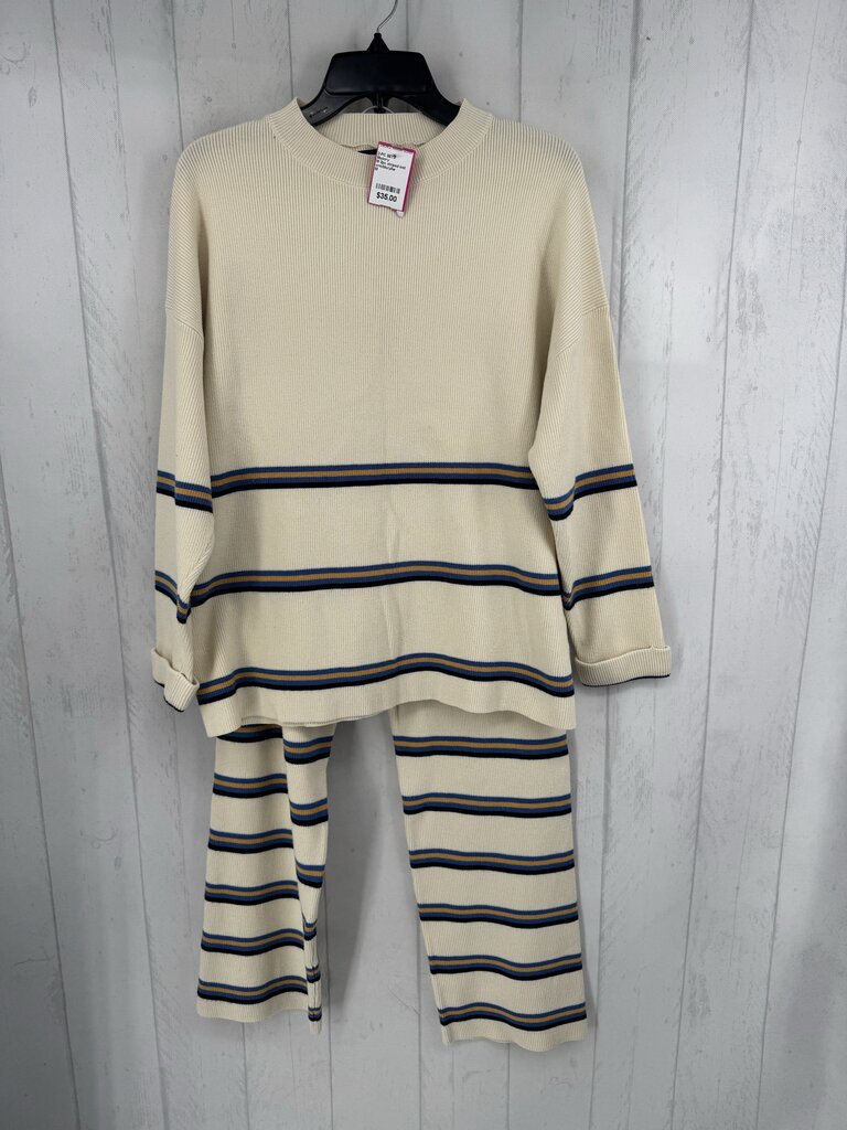 M 2pc striped knit pant set