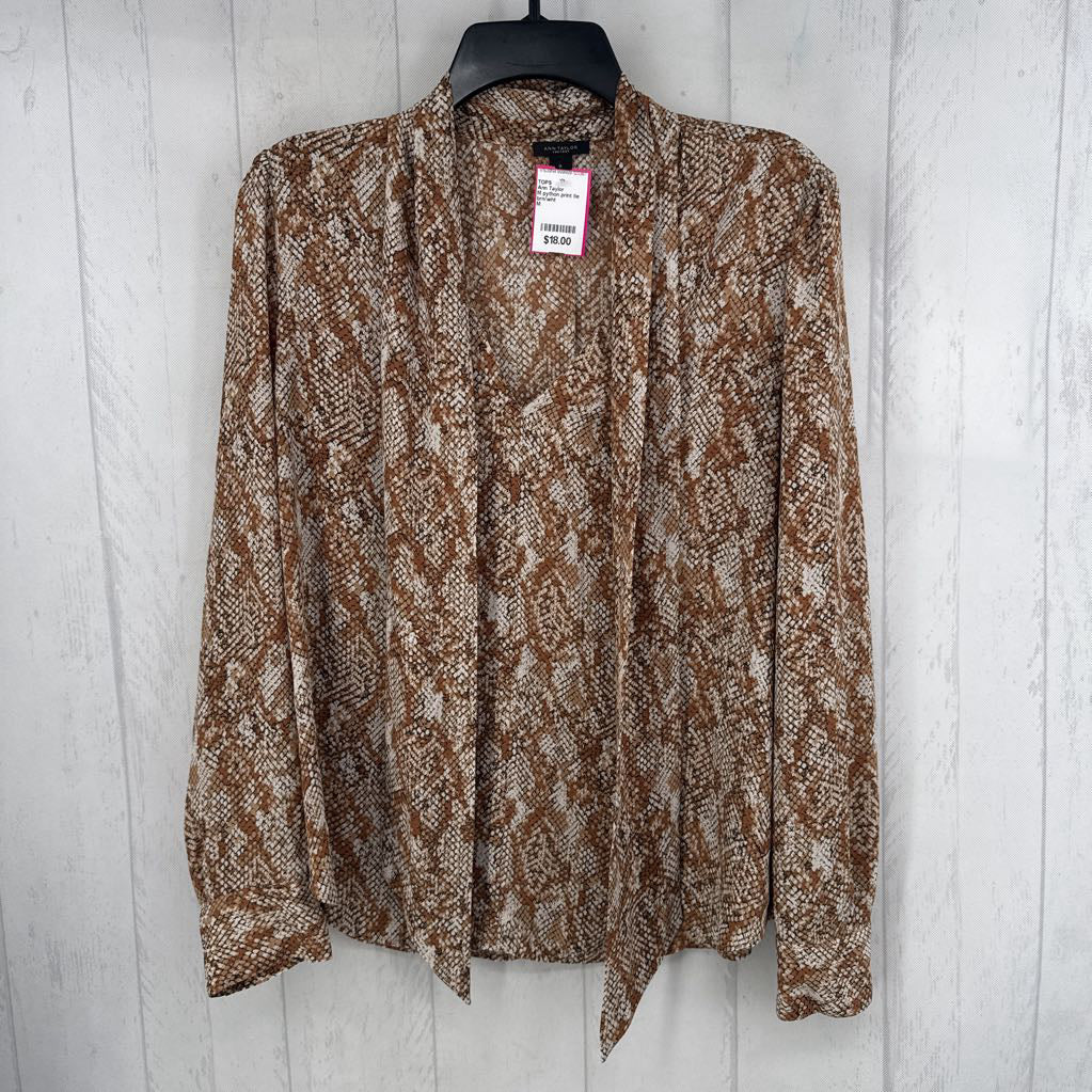 M python print tie front l/s top