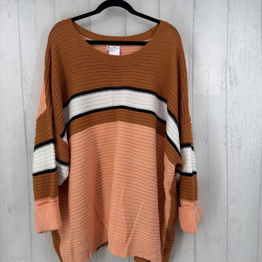 3X colorblock crewneck sweater