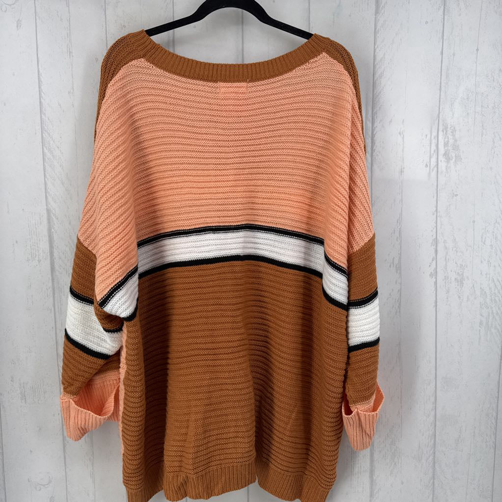 3X colorblock crewneck sweater