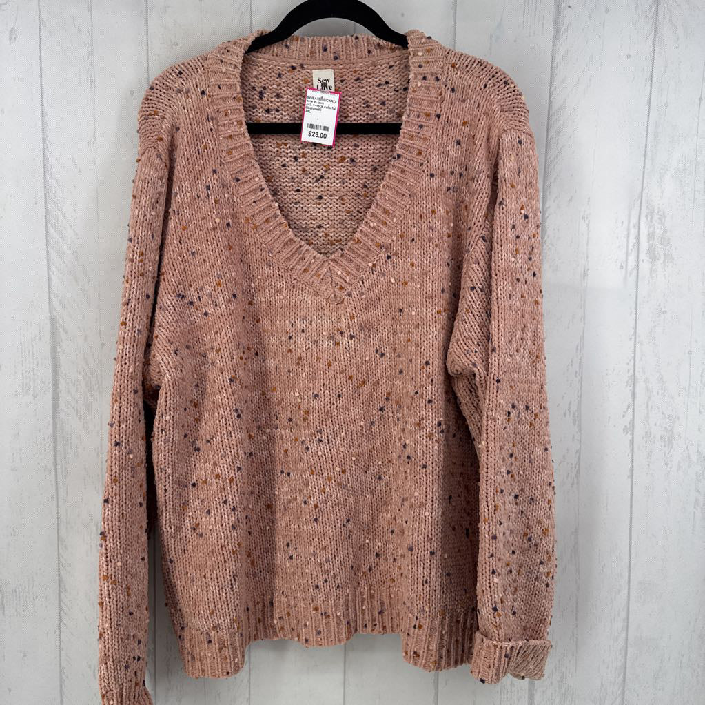 3XL v-neck colorful sweater