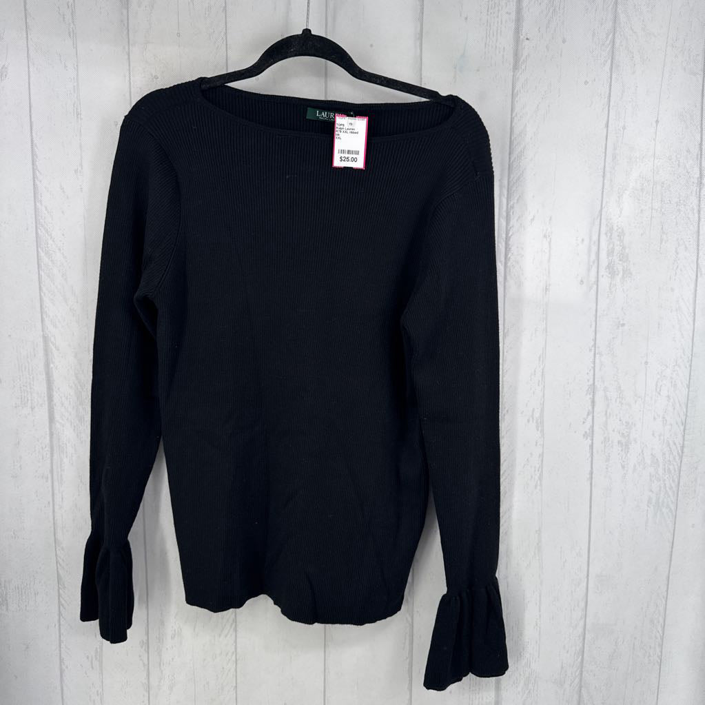 R79 XXL ribbed boatneck flutter l/s top