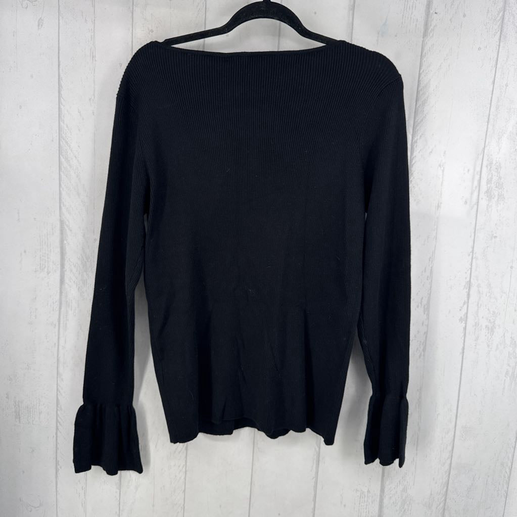 R79 XXL ribbed boatneck flutter l/s top