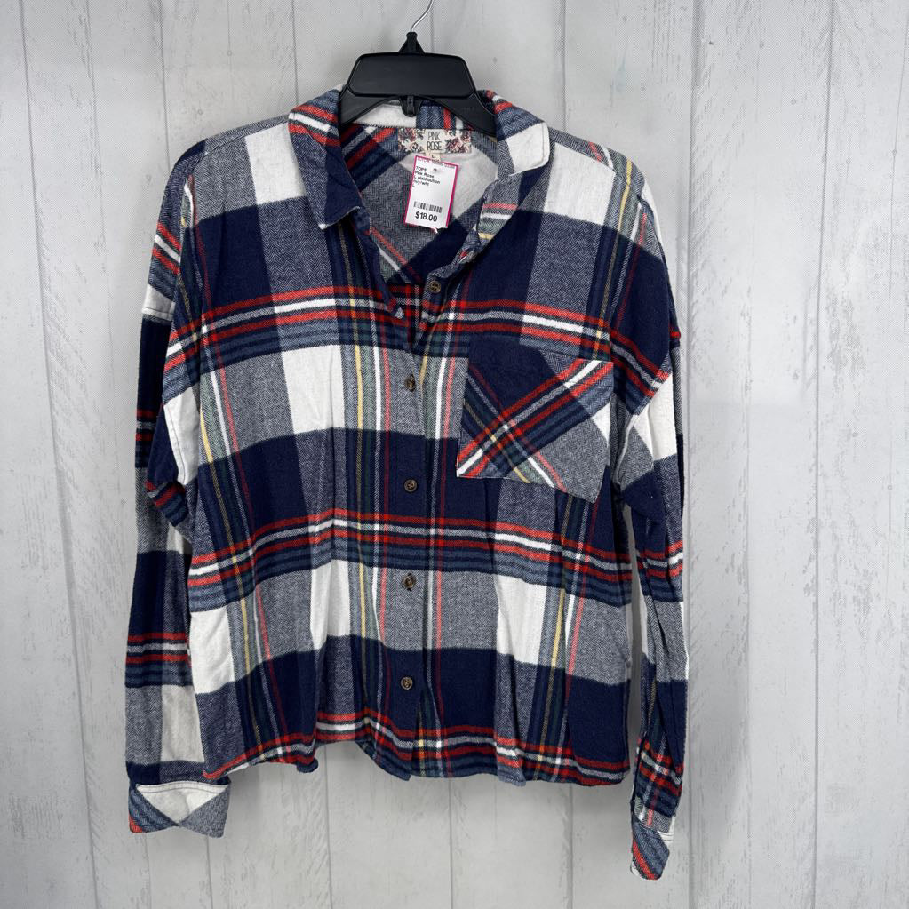 L plaid button down l/s top