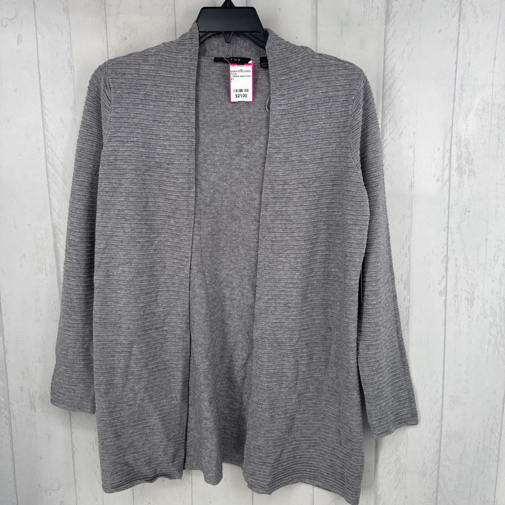 L ribbed open front cardi