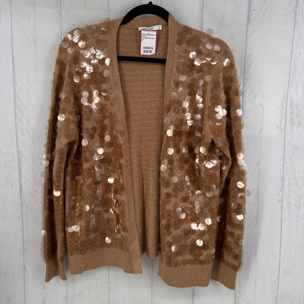 M embelished open front cardi