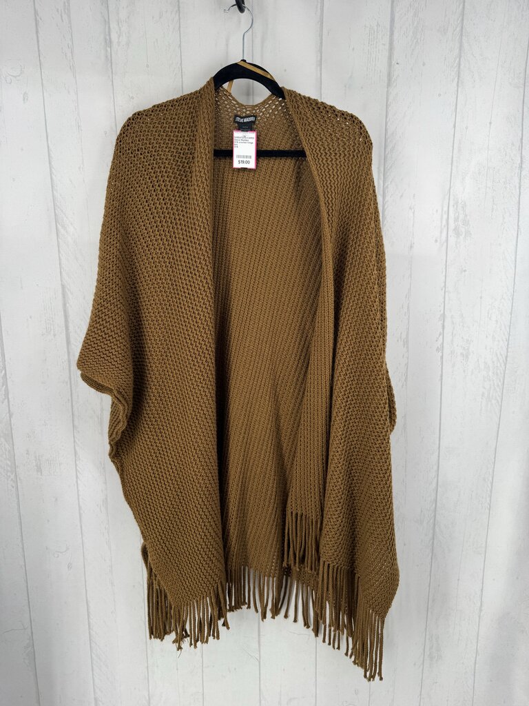 O/S crochet fringe hem poncho