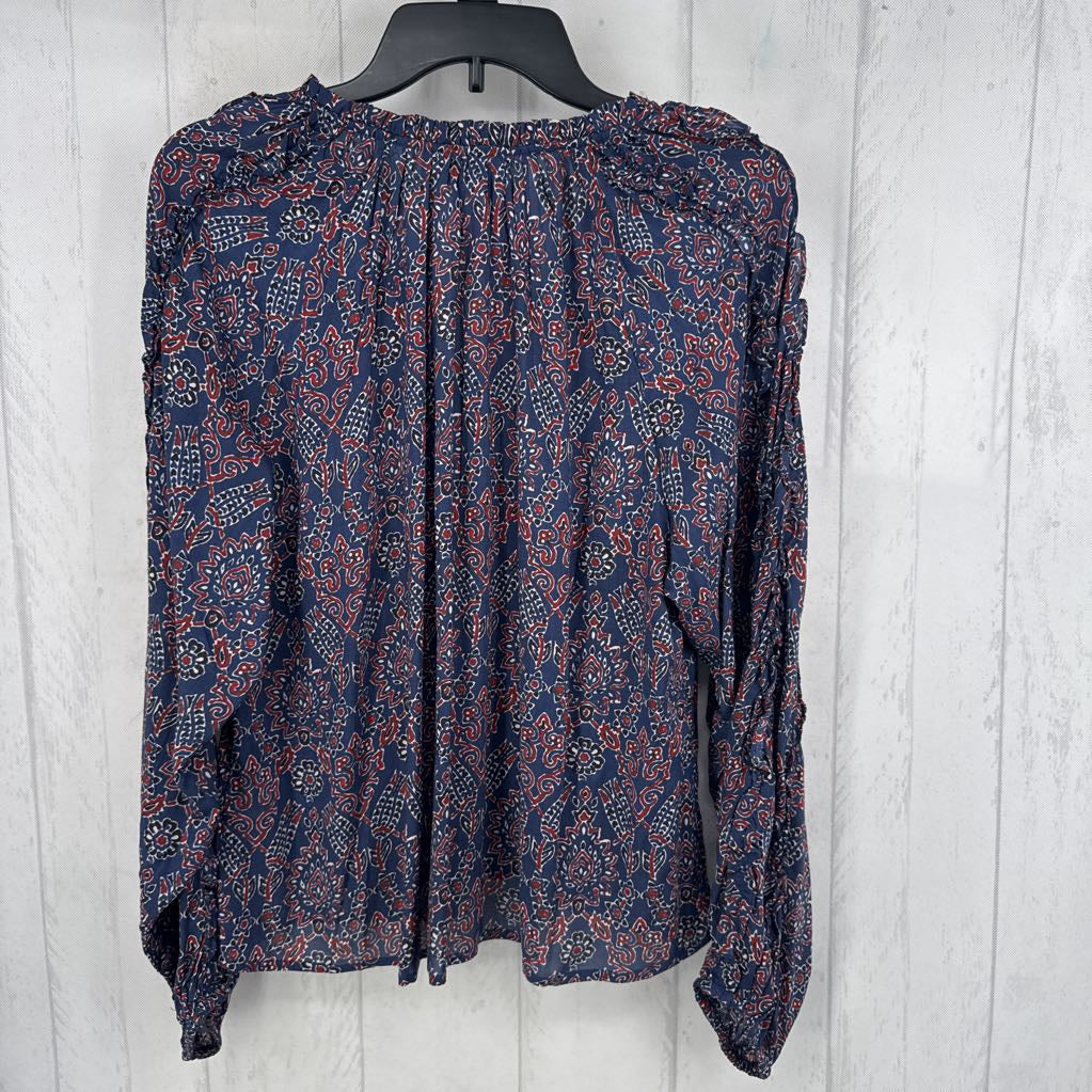 R88 M print split neck l/s top