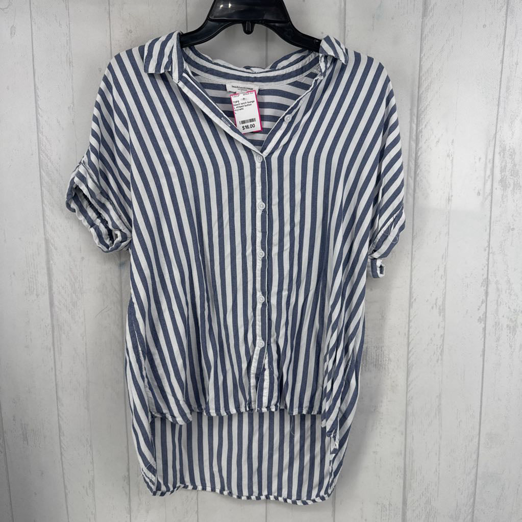 L striped button down s/s top