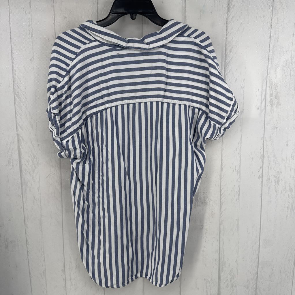 L striped button down s/s top