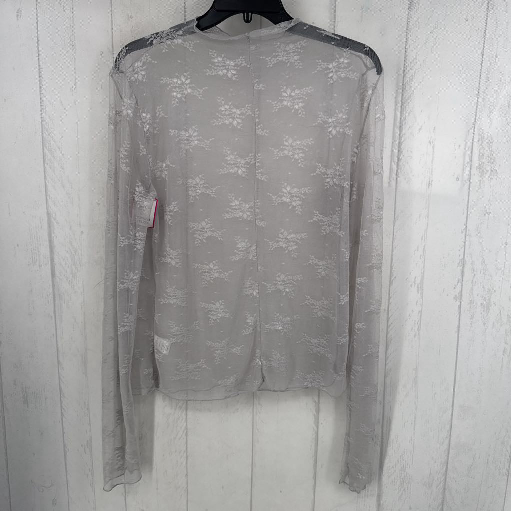 XL sheer lace l/s top