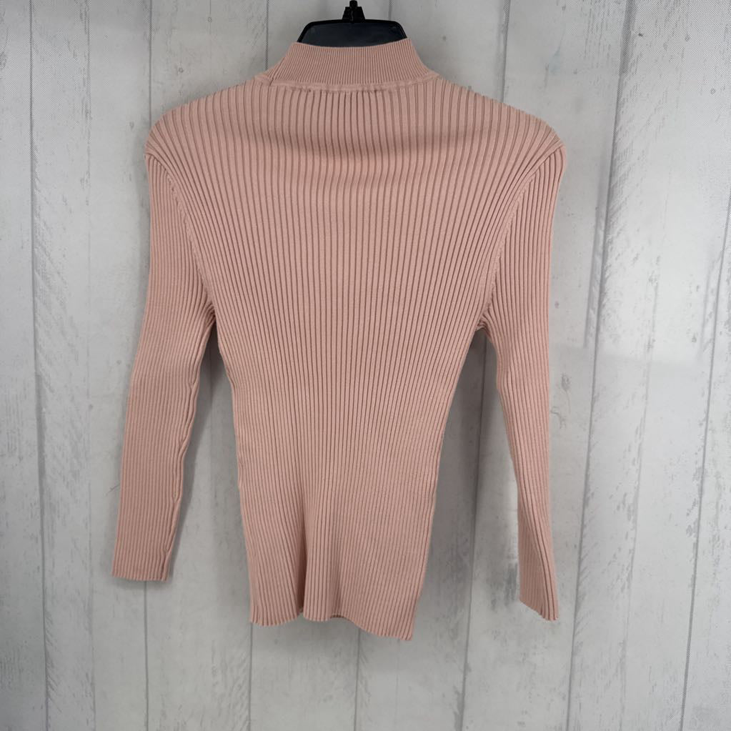 S ribbed cutout mockneck l/s top