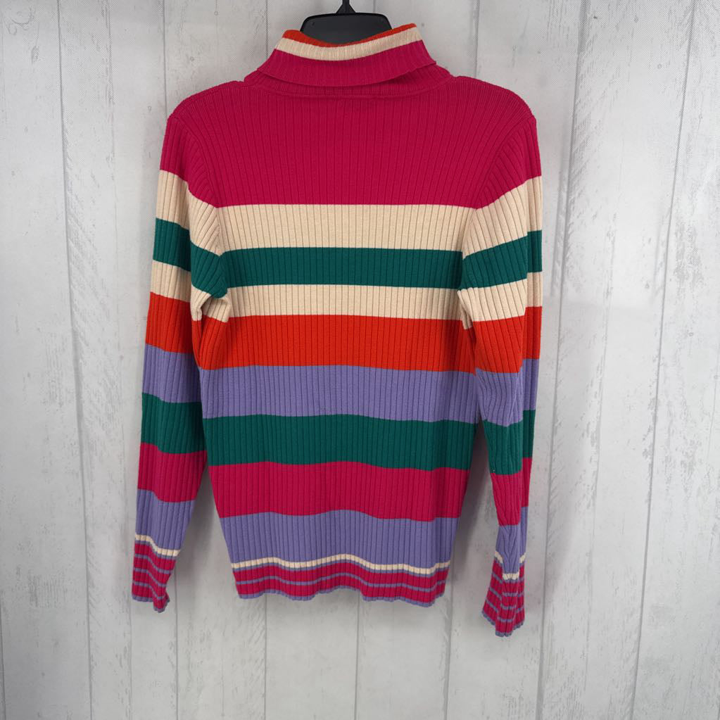 S colorful striped ribbed l/s t-neck