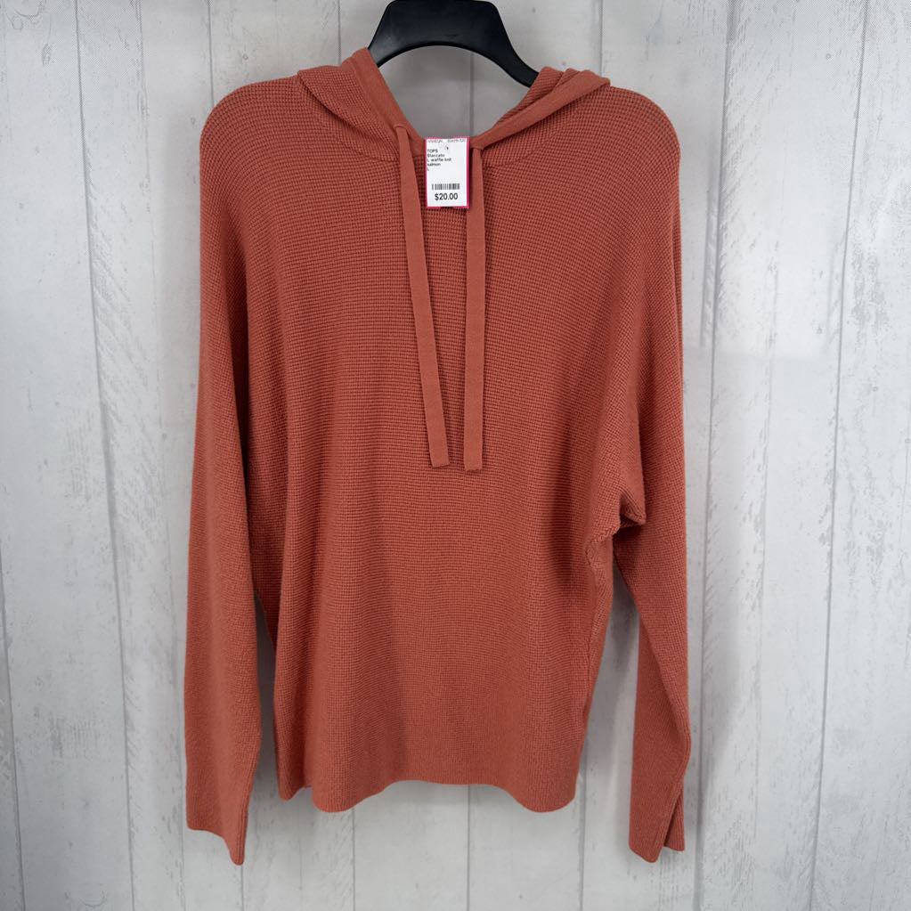 L waffle knit hooded l/s top