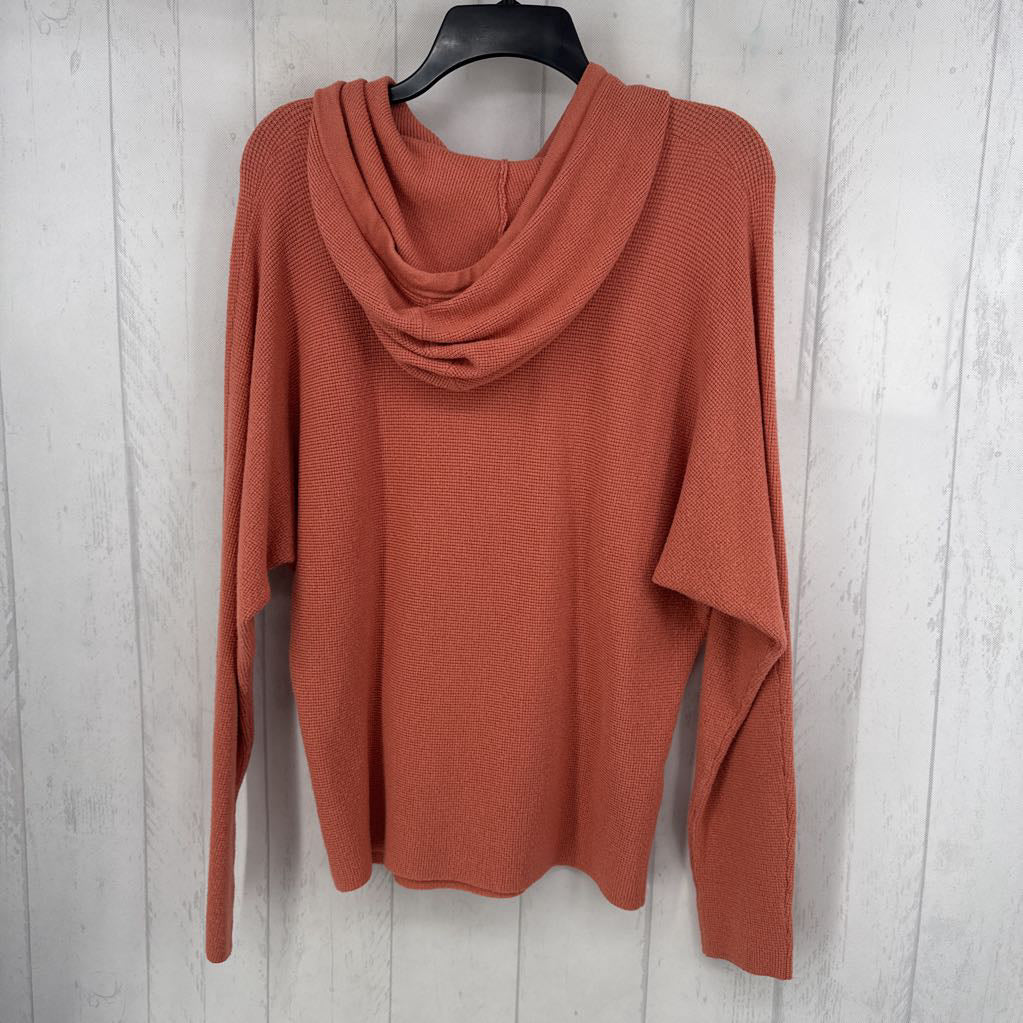 L waffle knit hooded l/s top