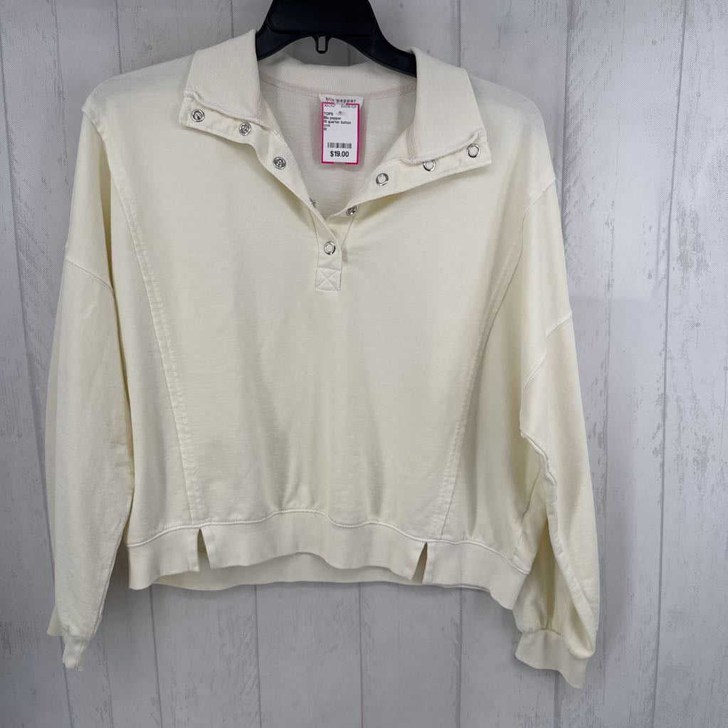 M quarter button down l/s top