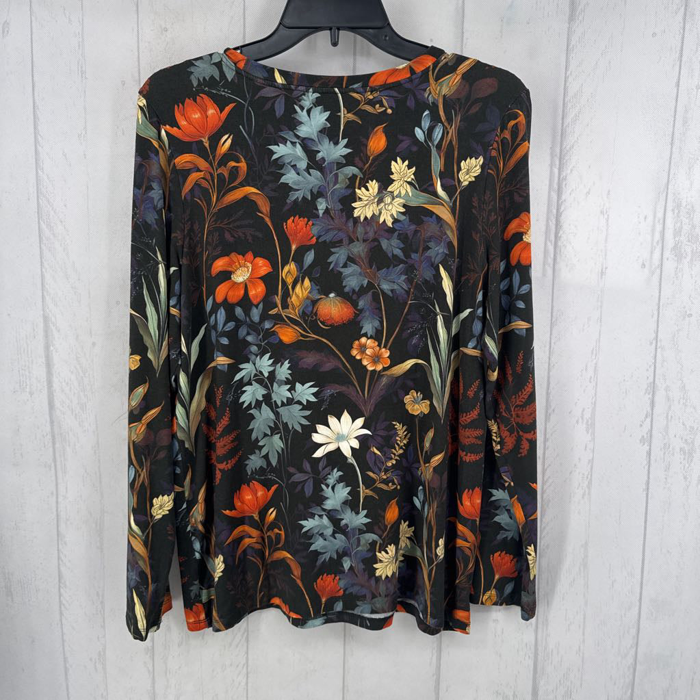 L flo print round neck l/s top