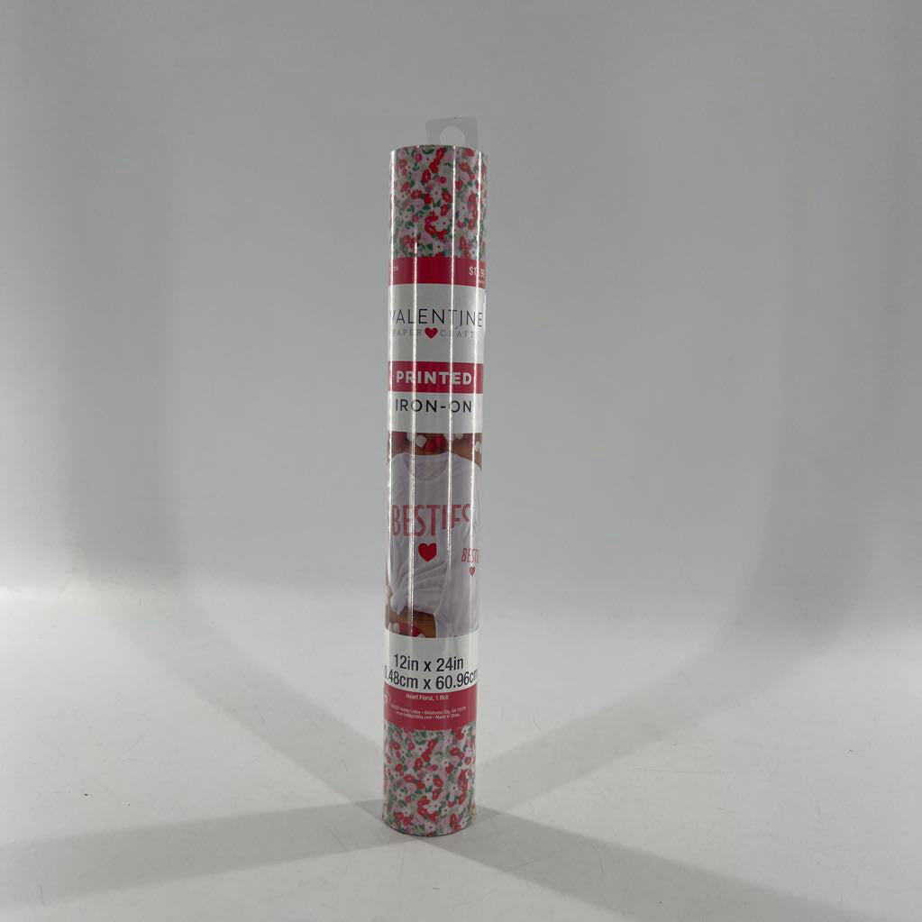 heart floral iron-on roll