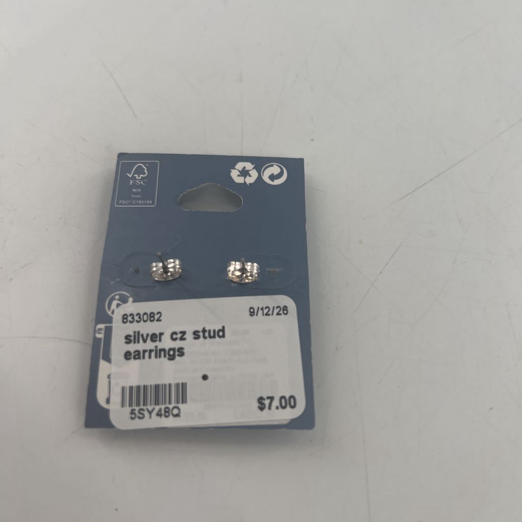 silver cz stud earrings