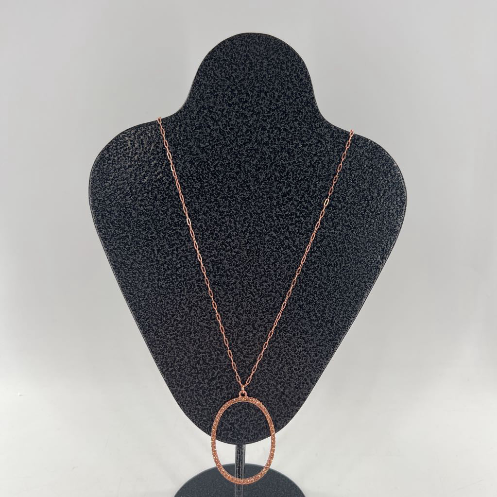 18" rose gold stone circle pendant necklace