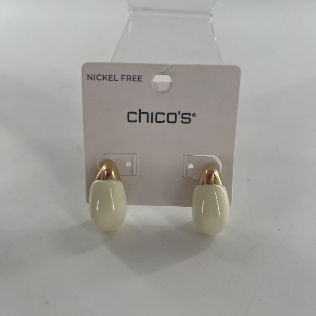 gold & ivory enamel earrings