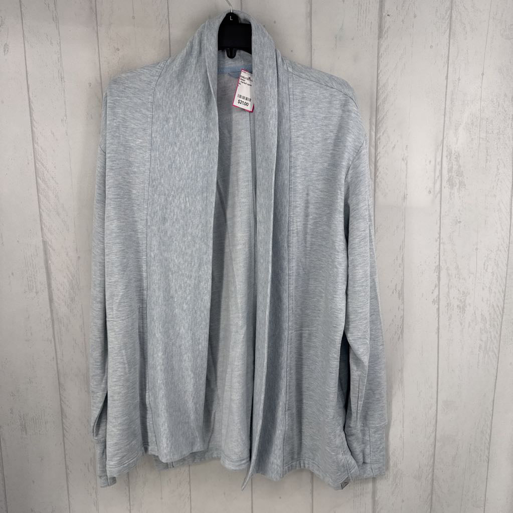 L marled open front cardi