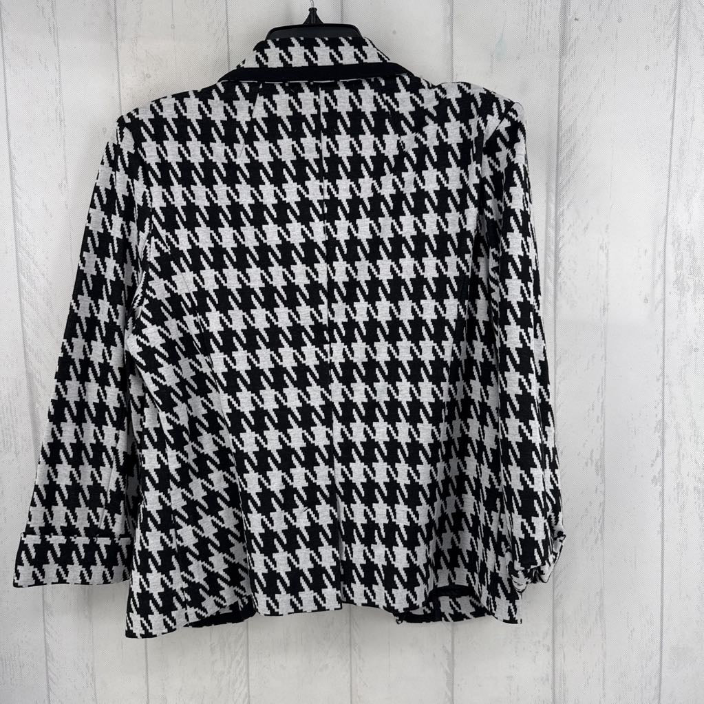 L houndstooth 3/4 slv blazer