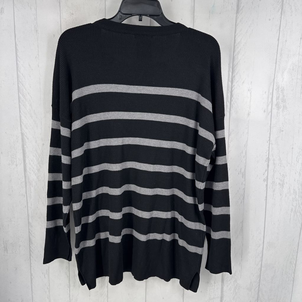 L ribbed striped l/s top