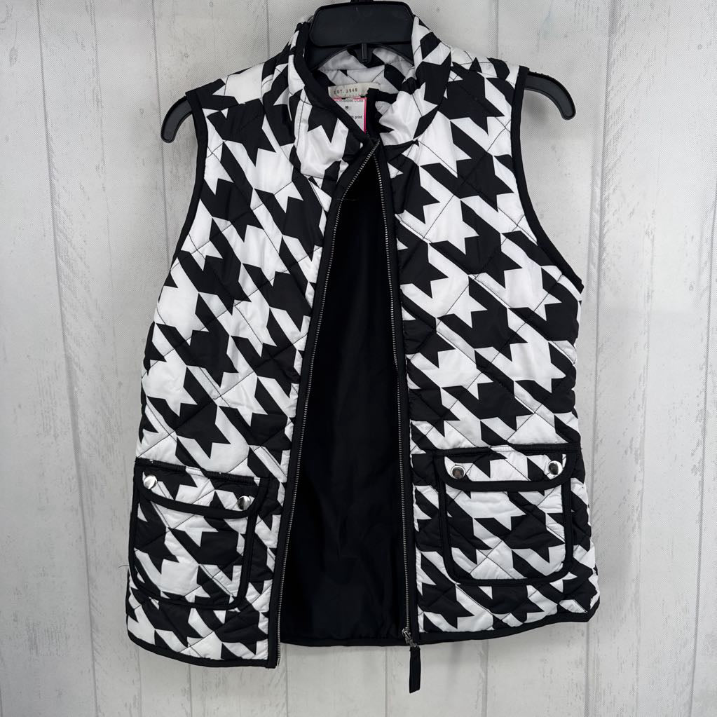 S houndstooth print quilted vest