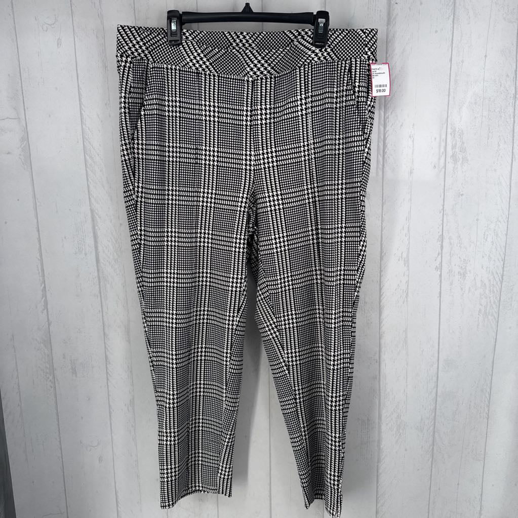 2X houndstooth print pull-on pant