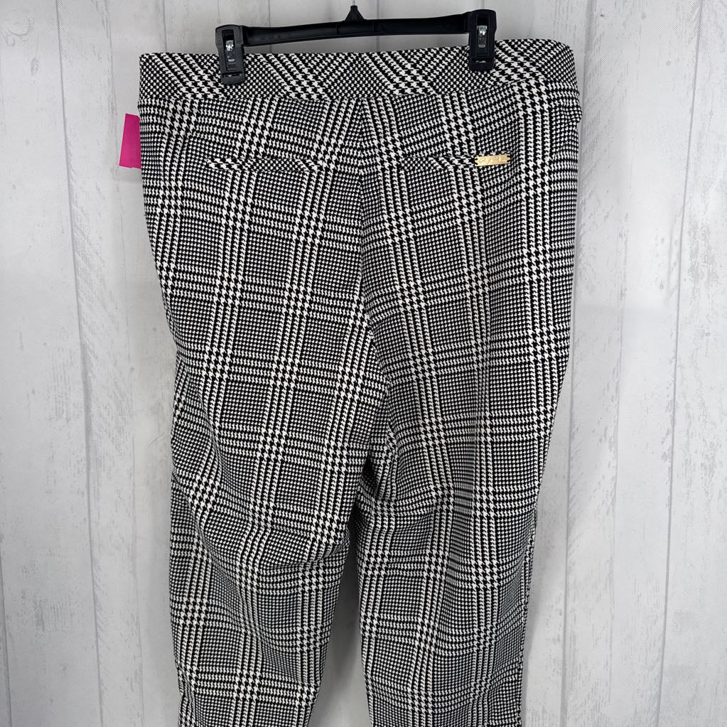 2X houndstooth print pull-on pant