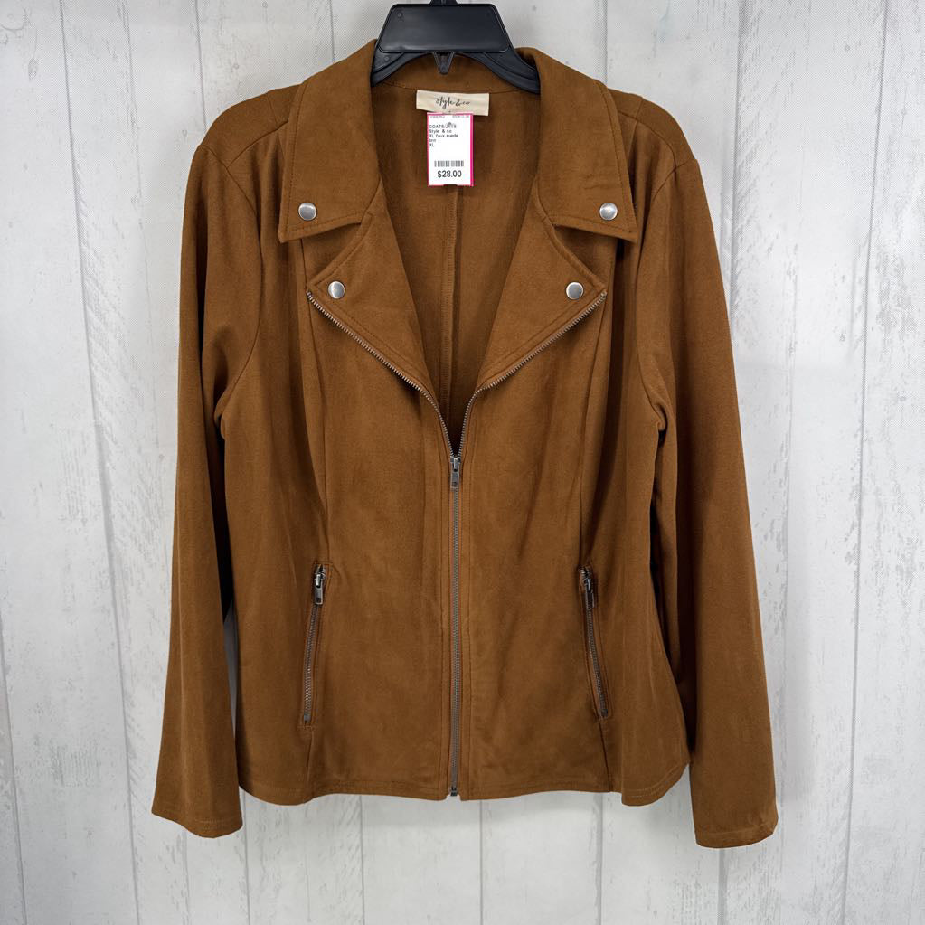 XL faux suede bomber jacket