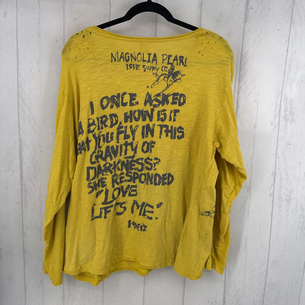 O/S distressed graphic l/s tee