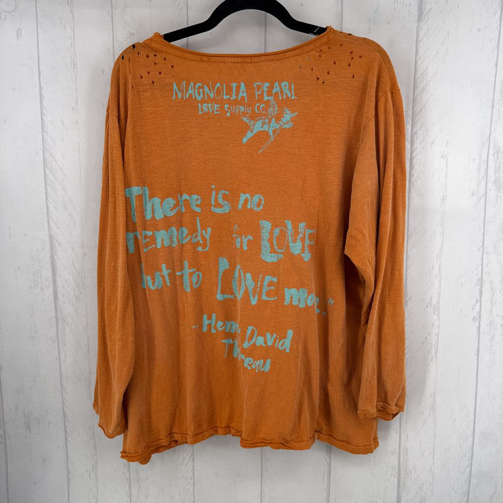 O/S distressed graphic l/s tee