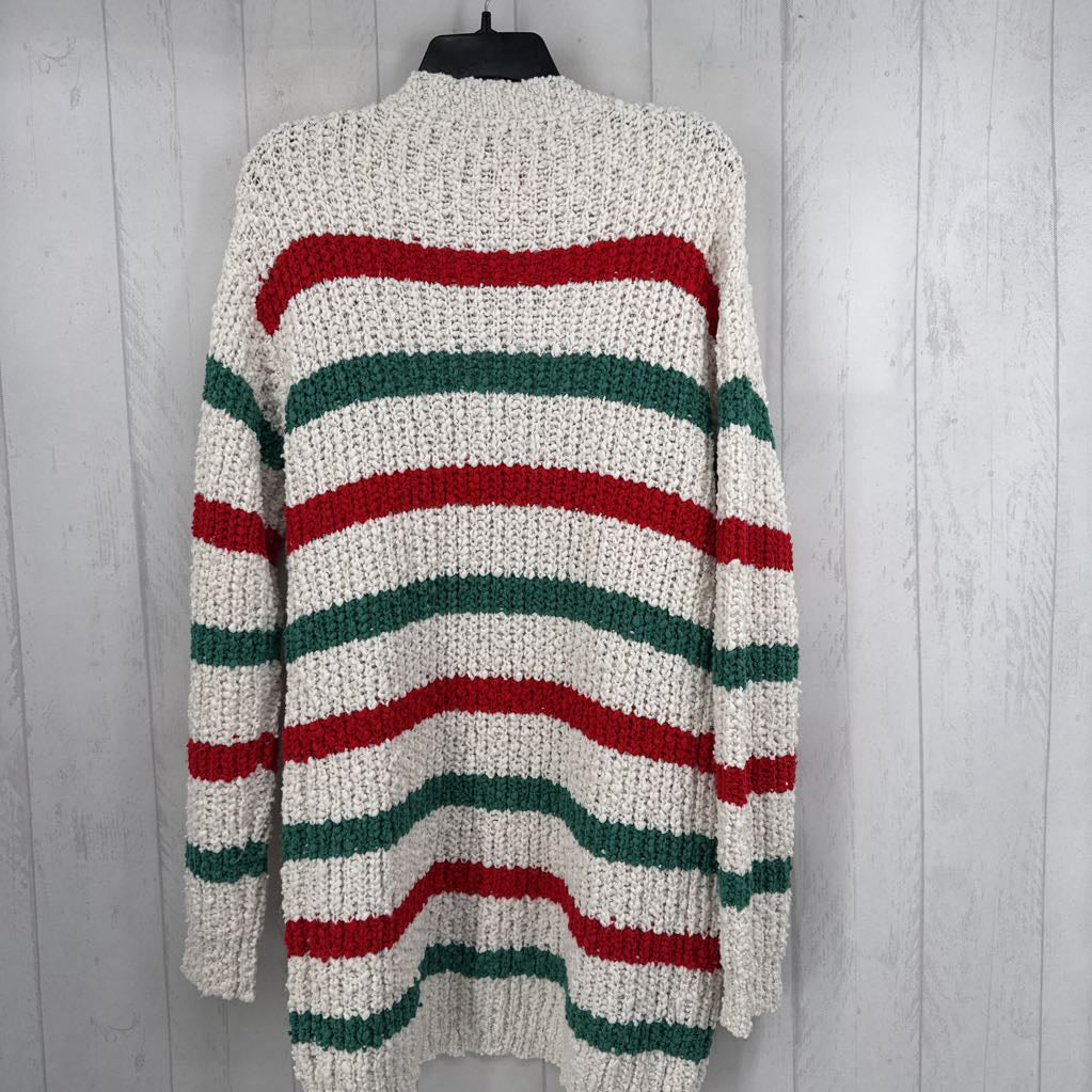 M striped open front cardi