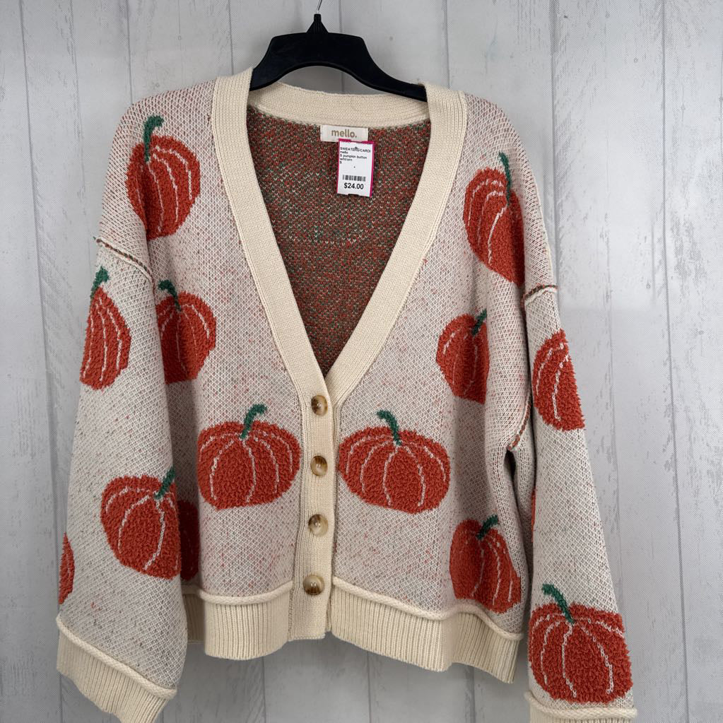 S pumpkin button front cardi