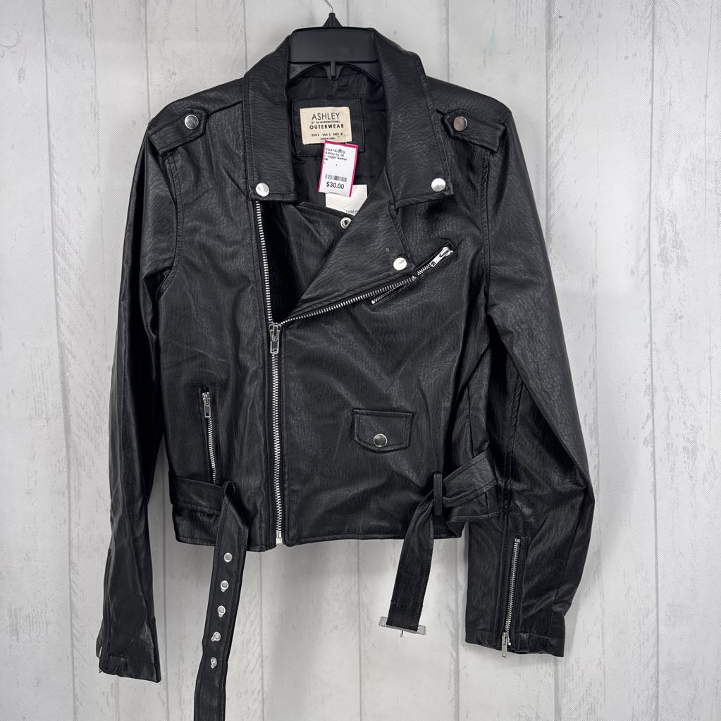 L vegan leather moto jacket