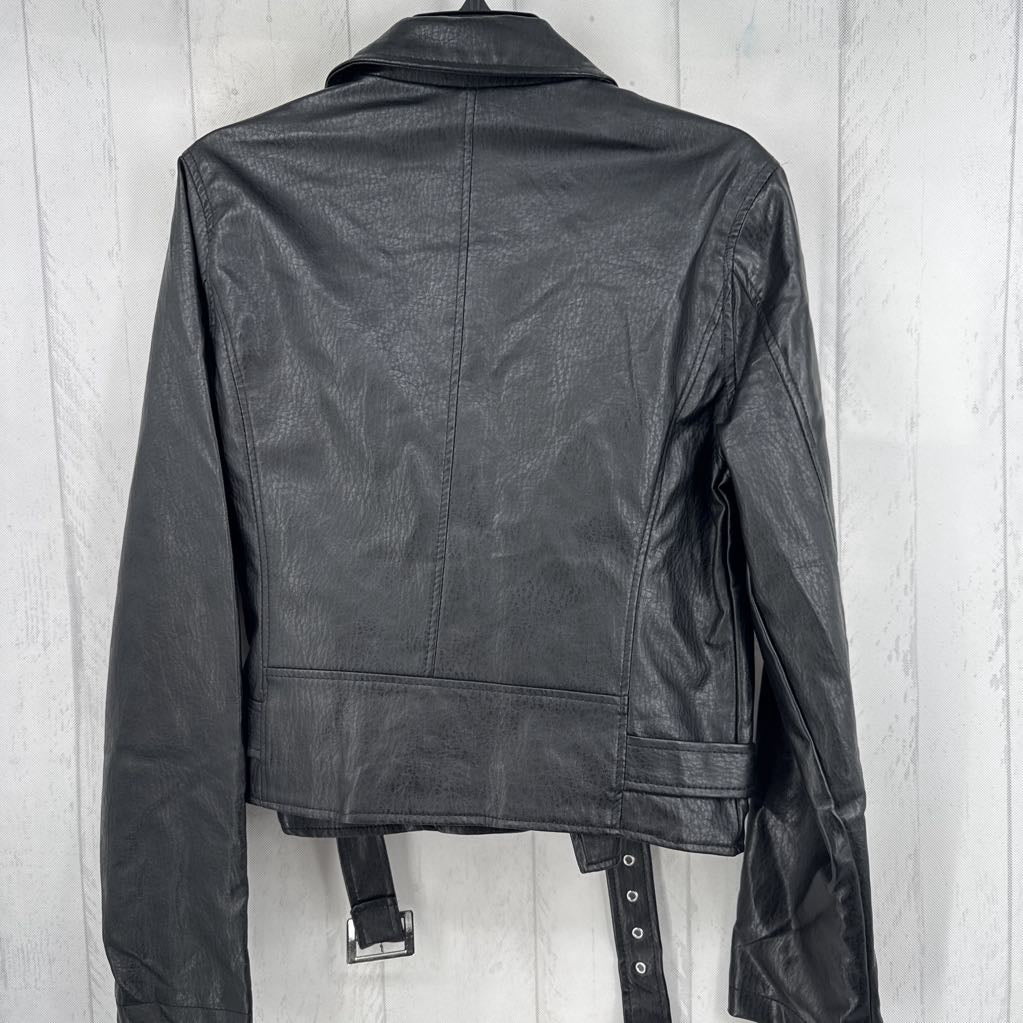 L vegan leather moto jacket