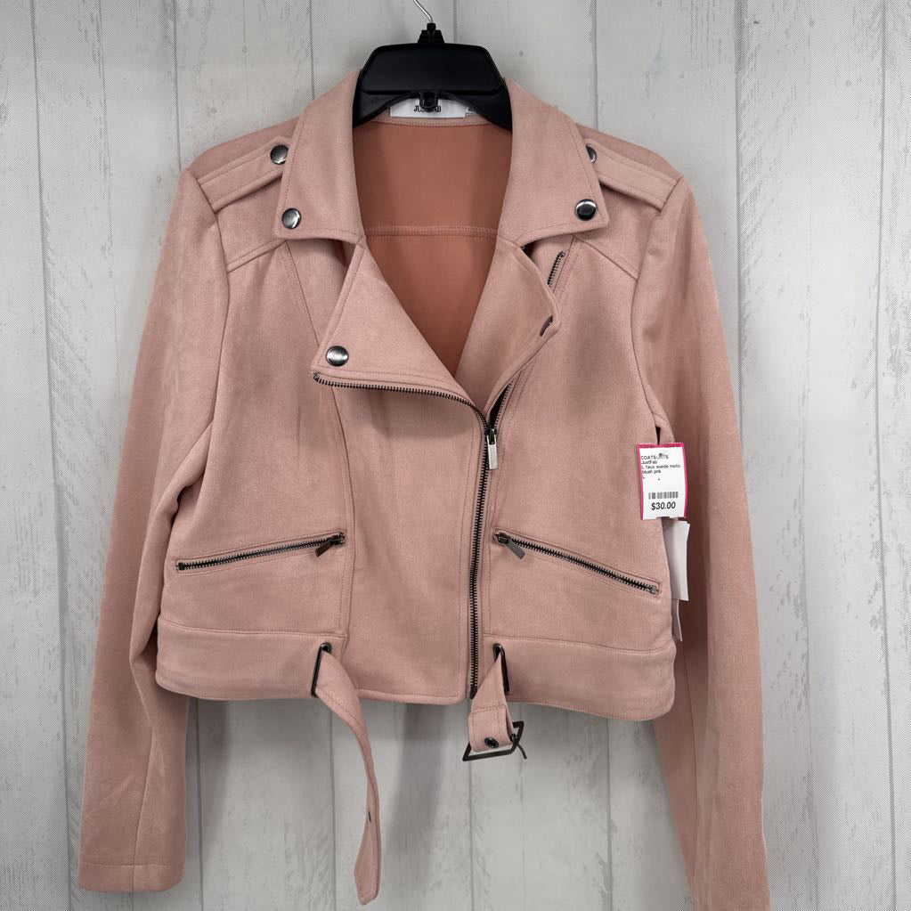 L faux suede moto jacket