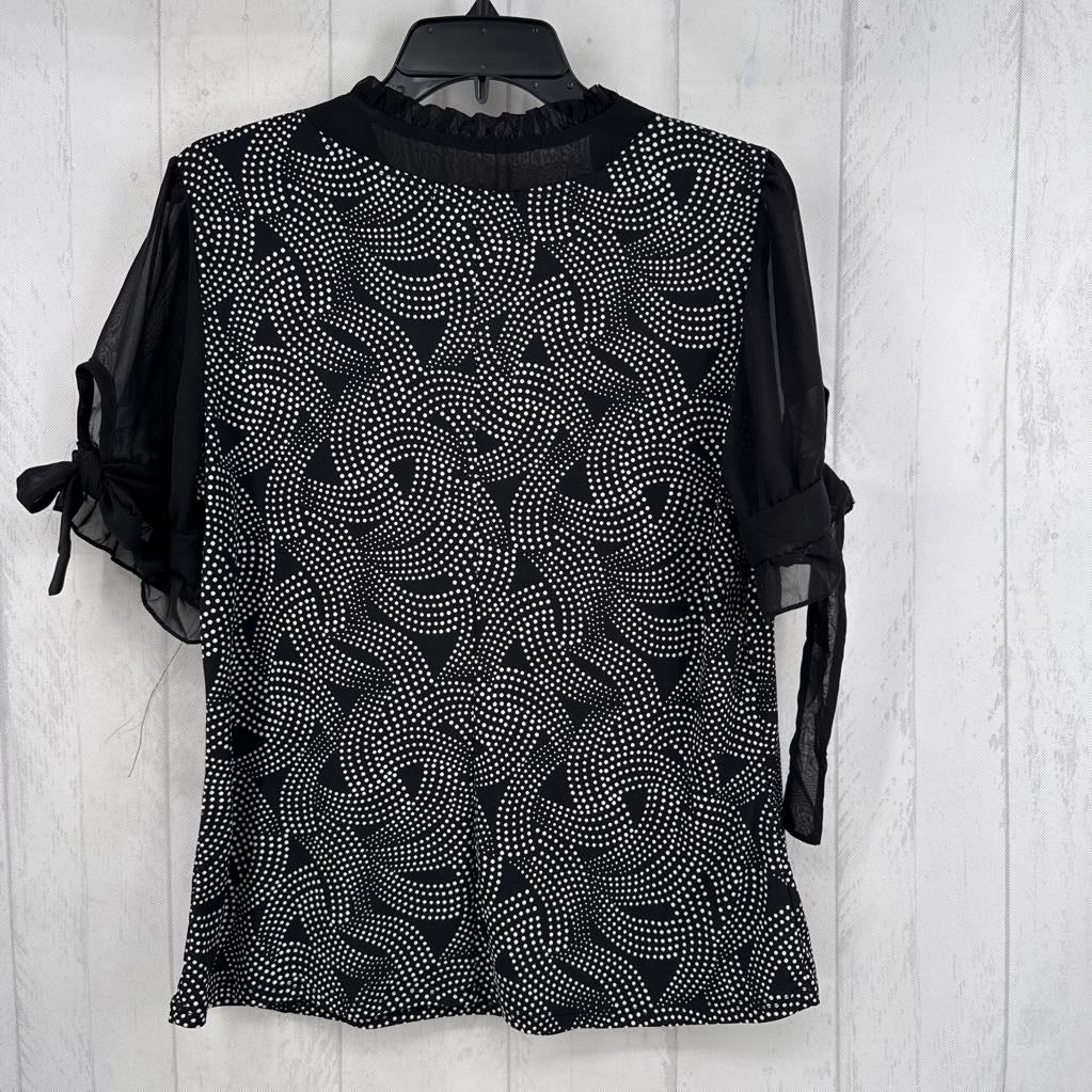 Lp printed tie front s/s top