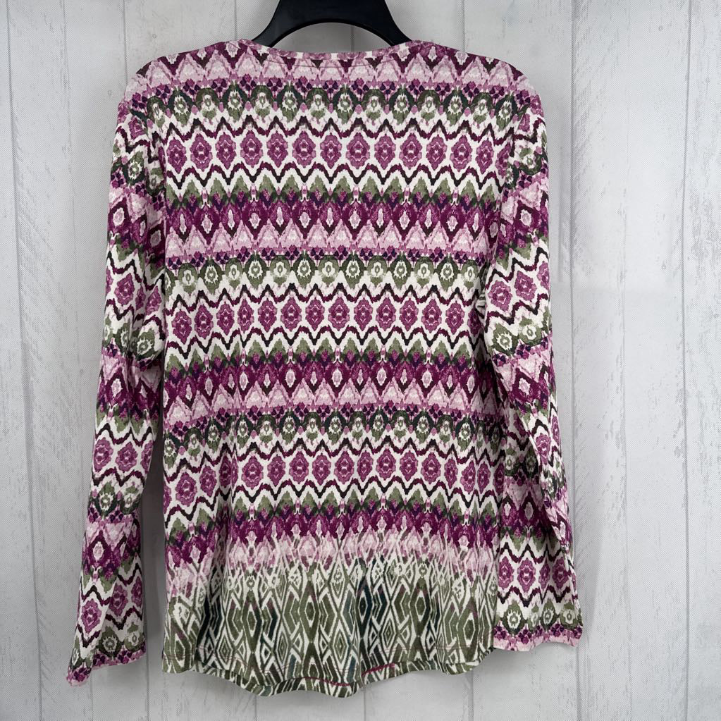 L flo print round neck l/s top