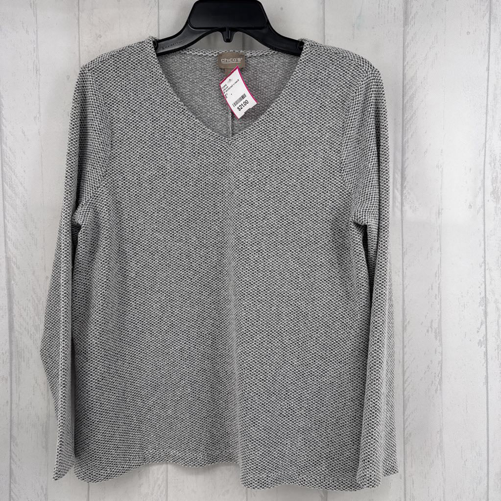 M textured v-neck l/s top