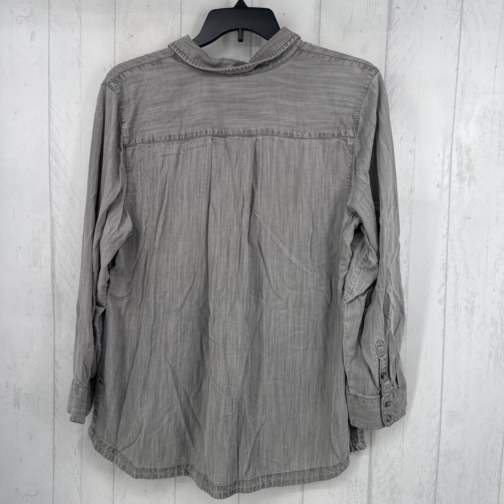 16/18 denim button down l/s top
